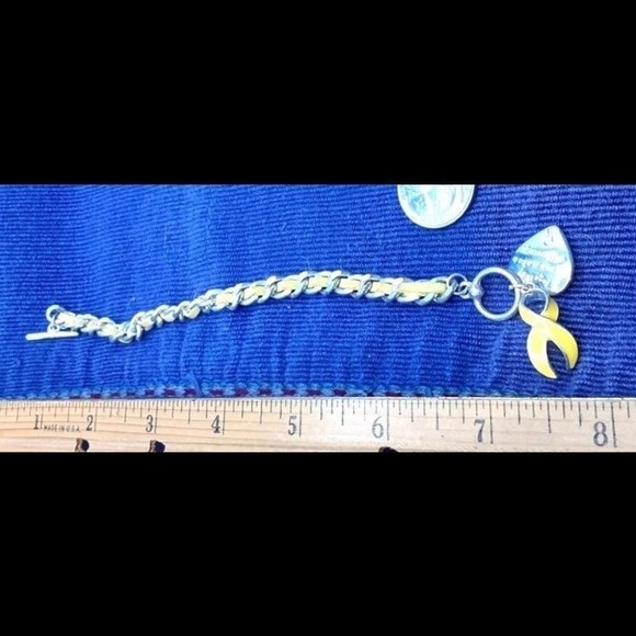 Sarcoma & Bone Cancer Awareness: Five Yellow Ribbon Charm Bracelets - Picture 6 of 7
